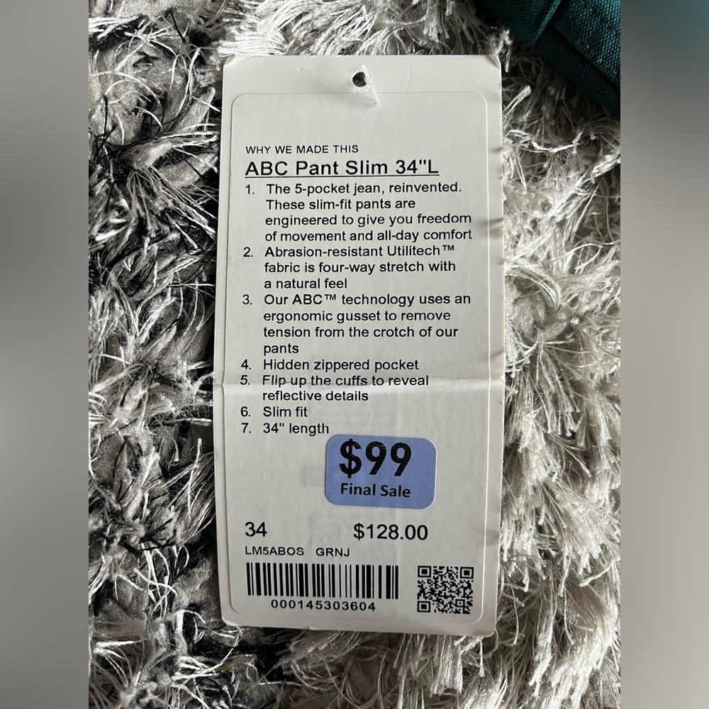 Lululemon ABC Pant Slim 34”L (Brand New with Tags) - Picture 5 of 6